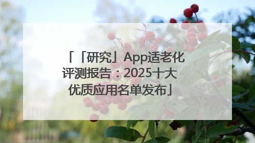 「研究」App适老化评测报告：2025十大优质应用名单发布