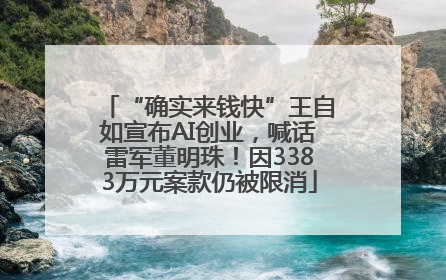 “确实来钱快”王自如宣布AI创业，喊话雷军董明珠！因3383万元案款仍被限消