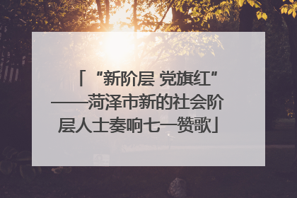 “新阶层 党旗红”——菏泽市新的社会阶层人士奏响七一赞歌