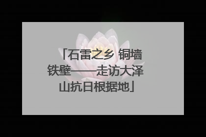 石雷之乡 铜墙铁壁——走访大泽山抗日根据地
