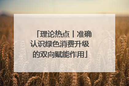理论热点丨准确认识绿色消费升级的双向赋能作用
