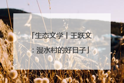 生态文学丨王跃文：漫水村的好日子