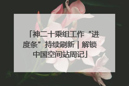 神二十乘组工作“进度条”持续刷新｜解锁中国空间站周记