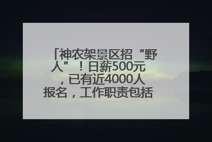 神农架景区招“野人”！日薪500元，已有近4000人报名，工作职责包括“接受游客投喂”