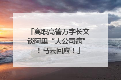 离职高管万字长文谈阿里“大公司病”！马云回应！