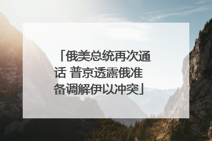 俄美总统再次通话 普京透露俄准备调解伊以冲突