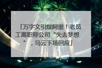 万字文引爆阿里！老员工离职称公司“失去梦想”，马云下场回应