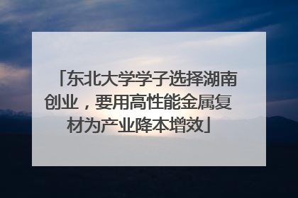 东北大学学子选择湖南创业，要用高性能金属复材为产业降本增效