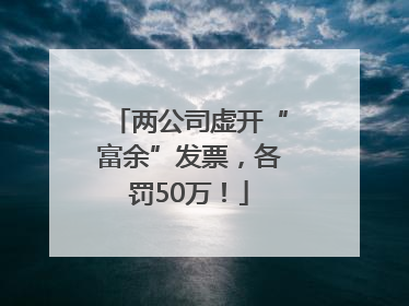 两公司虚开“富余”发票，各罚50万！