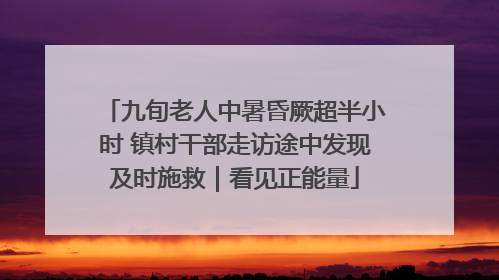 九旬老人中暑昏厥超半小时 镇村干部走访途中发现及时施救｜看见正能量