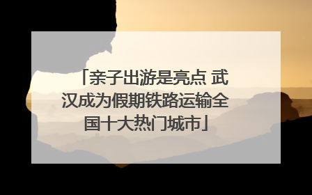 亲子出游是亮点 武汉成为假期铁路运输全国十大热门城市