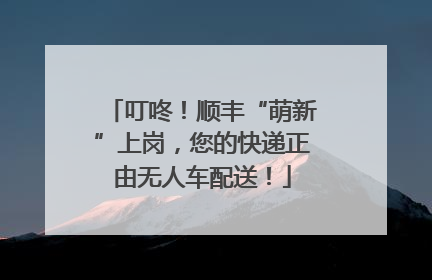叮咚！顺丰“萌新”上岗，您的快递正由无人车配送！