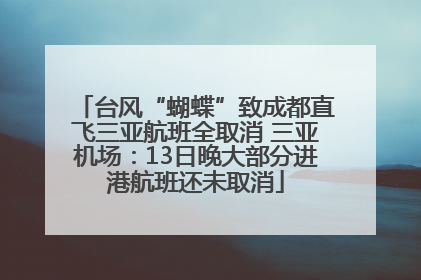 台风“蝴蝶”致成都直飞三亚航班全取消 三亚机场：13日晚大部分进港航班还未取消