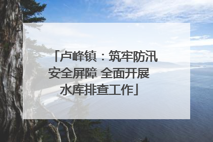 卢峰镇：筑牢防汛安全屏障 全面开展水库排查工作