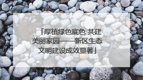 厚植绿色底色 共建美丽家园——新区生态文明建设成效显著