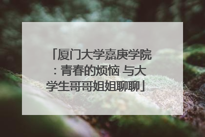 厦门大学嘉庚学院：青春的烦恼 与大学生哥哥姐姐聊聊
