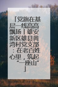 党旗在基层一线高高飘扬丨雄安新区雄县黄湾村党支部：在老百姓心里，筑起“一座山”