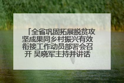 全省巩固拓展脱贫攻坚成果同乡村振兴有效衔接工作动员部署会召开 吴晓军主持并讲话 罗东川作安排部署