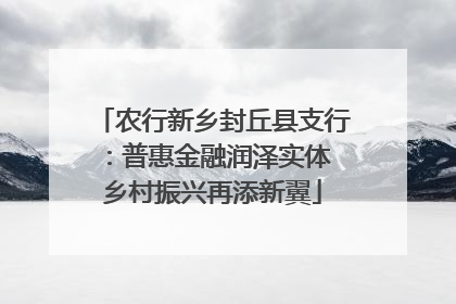 农行新乡封丘县支行：普惠金融润泽实体 乡村振兴再添新翼