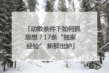 动散条件下如何抓思想？17条“独家经验” 新鲜出炉