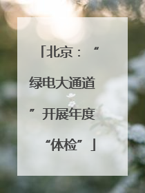 北京：“绿电大通道”开展年度“体检”