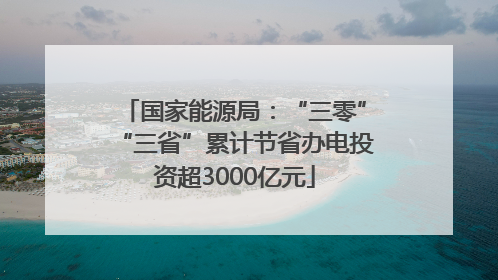 国家能源局：“三零”“三省”累计节省办电投资超3000亿元