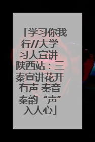 学习你我行//大学习大宣讲 陕西站：三秦宣讲花开有声 秦音秦韵“声”入人心