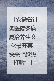 安徽省针灸医院冬病夏治养生文化节开幕 快来“趁热打贴”