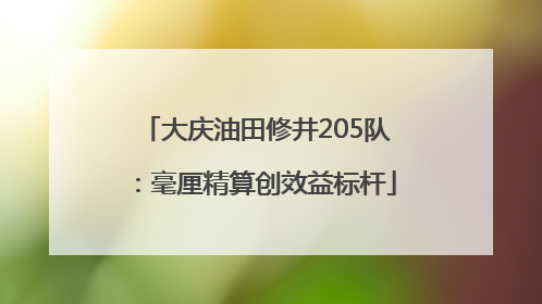 大庆油田修井205队：毫厘精算创效益标杆