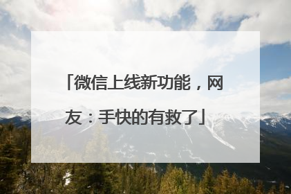 微信上线新功能，网友：手快的有救了