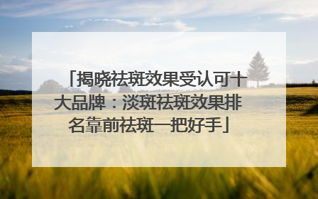 揭晓祛斑效果受认可十大品牌：淡斑祛斑效果排名靠前祛斑一把好手