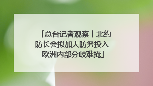 总台记者观察丨北约防长会拟加大防务投入 欧洲内部分歧难掩