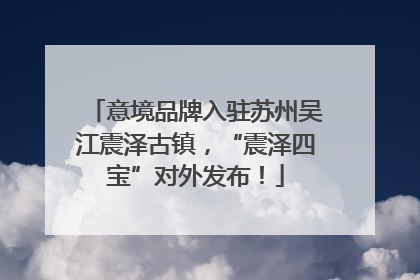 意境品牌入驻苏州吴江震泽古镇，“震泽四宝”对外发布！