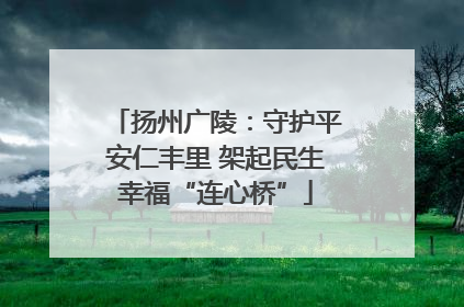 扬州广陵：守护平安仁丰里 架起民生幸福“连心桥”