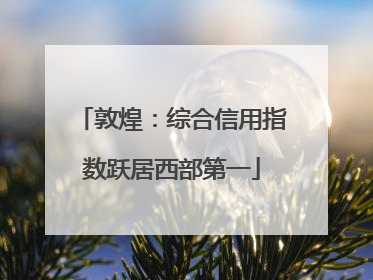 敦煌：综合信用指数跃居西部第一