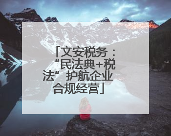 文安税务：“民法典+税法”护航企业合规经营