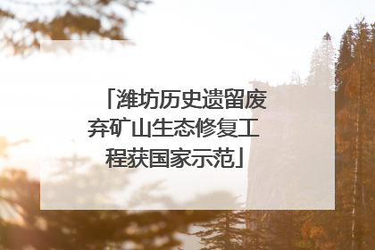 潍坊历史遗留废弃矿山生态修复工程获国家示范