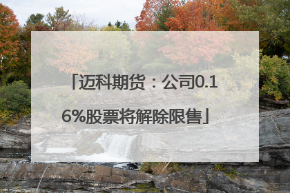 迈科期货：公司0.16%股票将解除限售