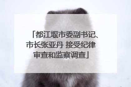 都江堰市委副书记、市长张亚丹 接受纪律审查和监察调查