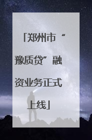 郑州市“豫质贷”融资业务正式上线