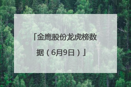 金鹰股份龙虎榜数据（6月9日）