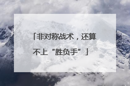 非对称战术，还算不上“胜负手”