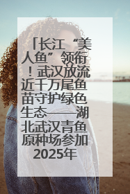 长江“美人鱼”领衔！武汉放流近千万尾鱼苗守护绿色生态——湖北武汉青鱼原种场参加2025年“全国放鱼日”增殖放流活动